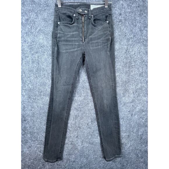 Rag & Bone Jeans Womens 24 Grey Coated Dime Skinny Slim Stretch - Picture 1 of 7